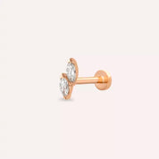 Leafy Pırlanta Taşlı Rose Altın Piercing