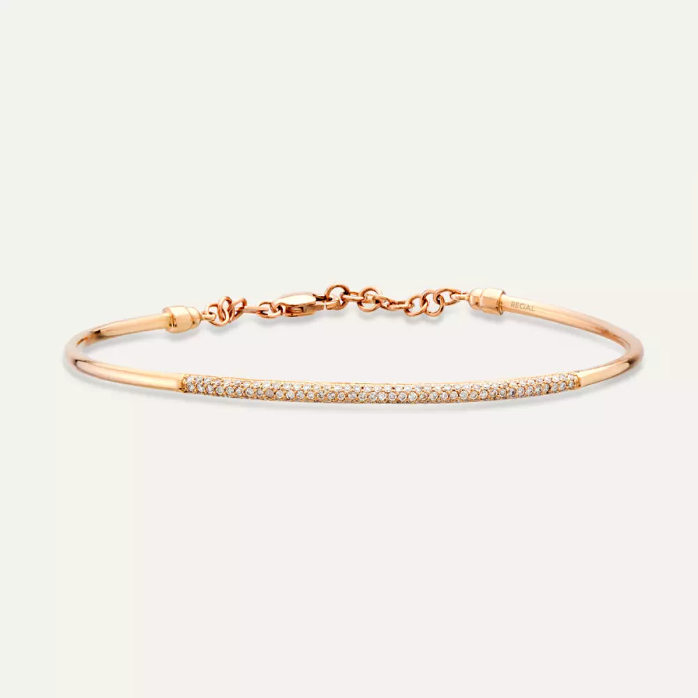 Lean Pırlanta Taşlı Rose Altın Bileklik