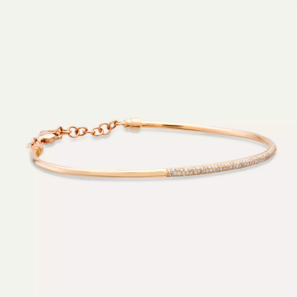 Lean Pırlanta Taşlı Rose Altın Bileklik