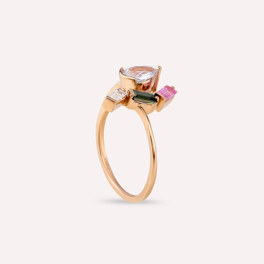 Legame 1.45 CT Multicolor Safir ve Pırlanta Taşlı Rose Altın Yüzük
