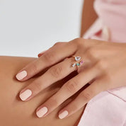 Arte 1.45 CT Multicolor Safir ve Pırlanta Taşlı Rose Altın Yüzük