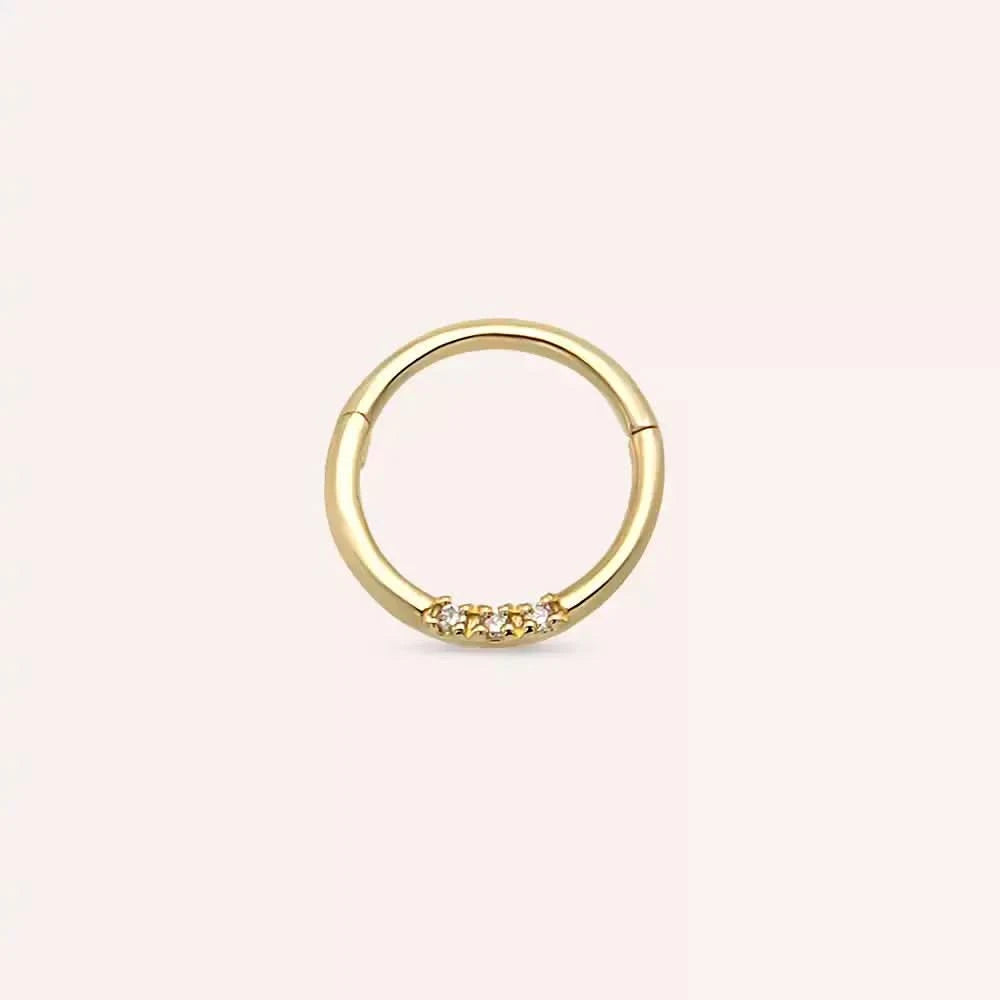Lei Pırlanta Taşlı Sarı Altın Halka Piercing
