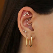 Lei Pırlanta Taşlı Sarı Altın Halka Piercing