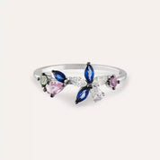 Pixie Multicolor Safir ve Pırlanta Taşlı Beyaz Altın Yüzük