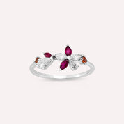 Lilia Multicolor Safir, Yakut ve Pırlanta Taşlı Beyaz Altın Yüzük