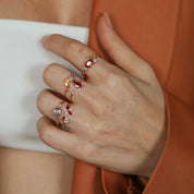 Lilia Multicolor Safir, Yakut ve Pırlanta Taşlı Rose Altın Yüzük