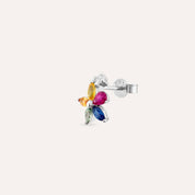 Lilium Pırlanta, Yakut ve Multicolor Safir Taşlı Tek Küpe