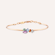 Lily 0.82 CT Multicolor Safir ve Pırlanta Taşlı Rose Altın Bileklik