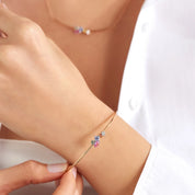 Lily 0.82 CT Multicolor Safir ve Pırlanta Taşlı Rose Altın Bileklik