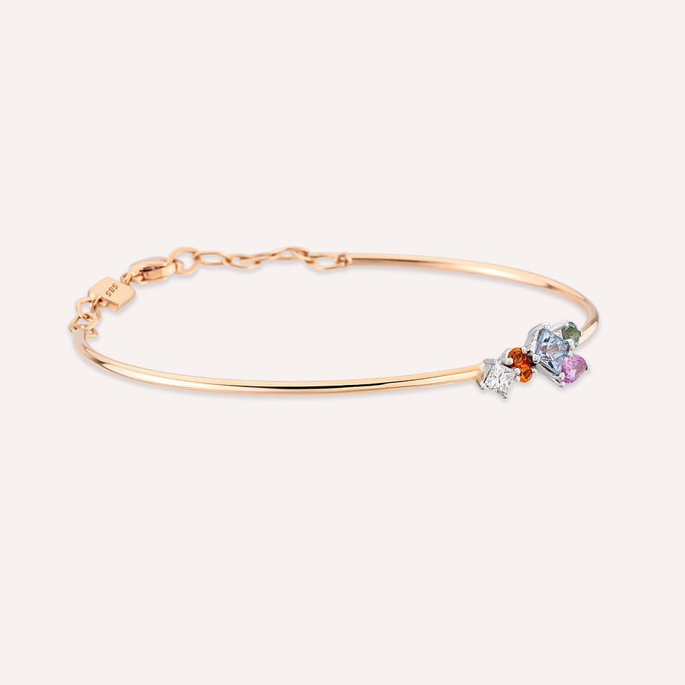 Lily 0.82 CT Multicolor Safir ve Pırlanta Taşlı Rose Altın Bileklik