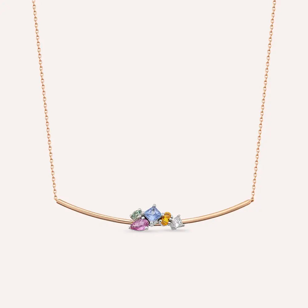 Lily 0.81 CT Multicolor Safir ve Pırlanta Taşlı Sarı Altın Bileklik