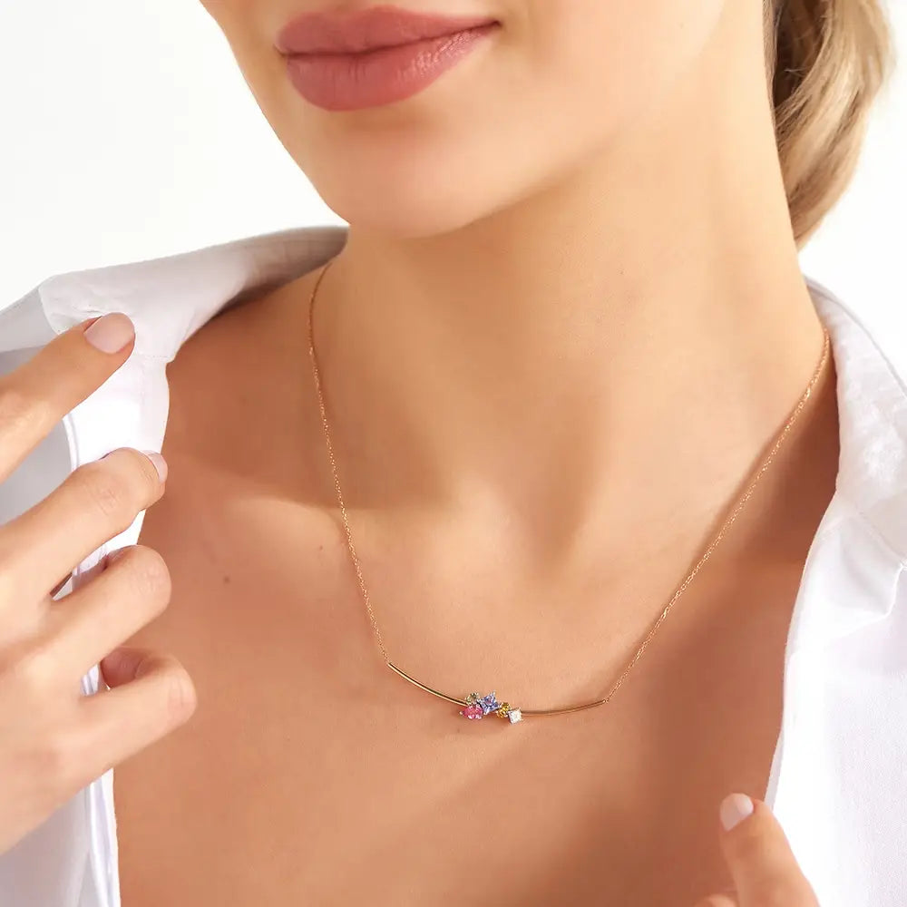Candy 0.81 CT Multicolor Safir ve Pırlanta Taşlı Sarı Altın Bileklik