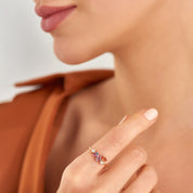 Lily 1.06 CT Multicolor Safir ve Pırlanta Taşlı Rose Altın Yüzük