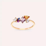 Candy1.06 CT Multicolor Safir ve Pırlanta Taşlı Rose Altın Yüzük