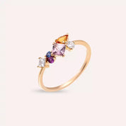 Candy1.06 CT Multicolor Safir ve Pırlanta Taşlı Rose Altın Yüzük