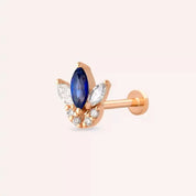 Lily Safir ve Pırlanta Taşlı Rose Altın Piercing