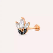Lily Siyah Pırlanta Taşlı Rose Altın Piercing