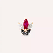 Lily Yakut ve Siyah Pırlanta Taşlı Rose Altın Piercing
