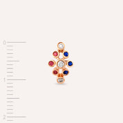 Lindi 0.14 CT Pırlanta ve Multicolor Safir Taşlı Rose Altın Tek Küpe
