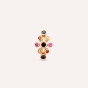 Lindi 0.14 CT Siyah Pırlanta ve Multicolor Safir Taşlı Rose Altın Tek Küpe