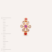 Lindi Pırlanta ve Multicolor Safir Taşlı Rose Altın Tek Küpe