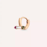 Linea Pırlanta, Purple ve Green Safir Taşlı Rose Altın Halka Piercing