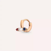 Linea Pırlanta, Red ve Blue Safir Taşlı Rose Altın Halka Piercing