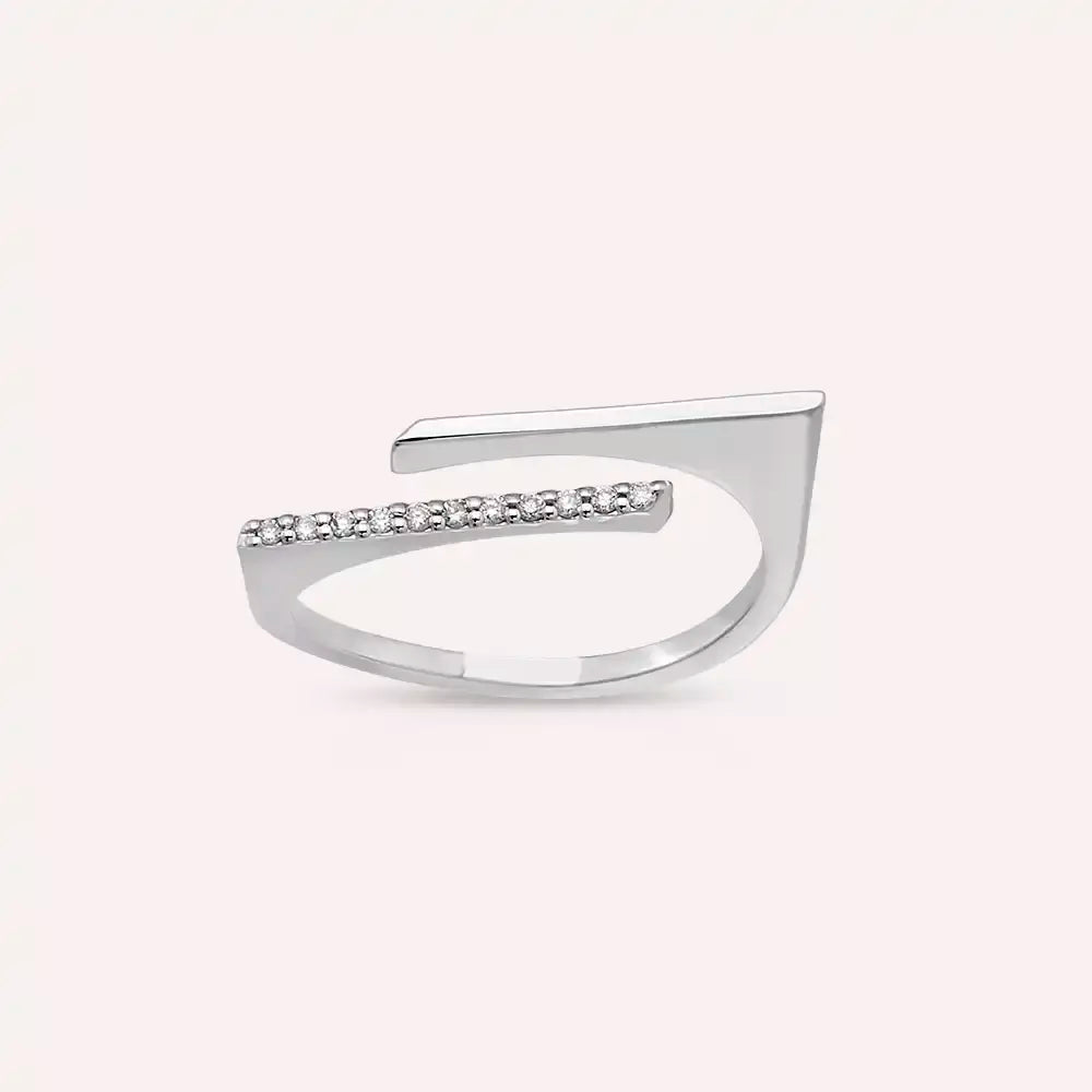 Linear 0.05 CT Pırlanta Taşlı Beyaz Altın Yüzük