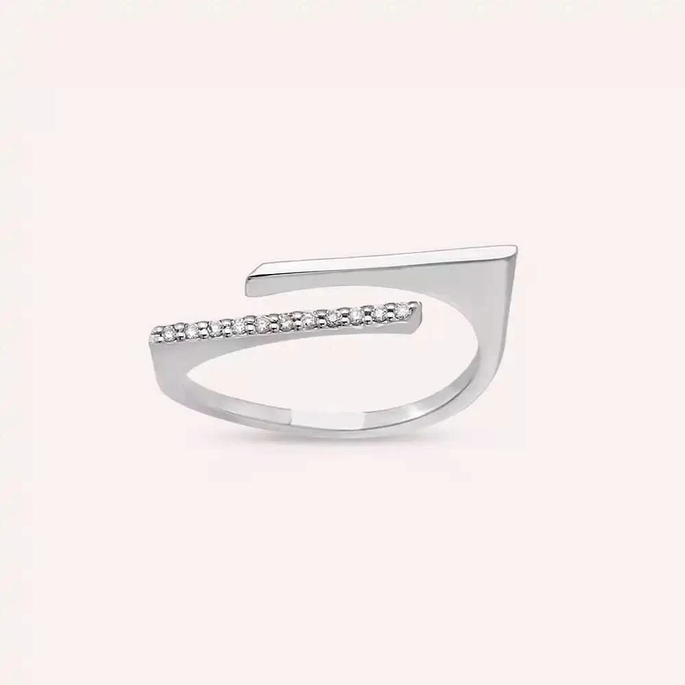 Linear 0.05 CT Pırlanta Taşlı Beyaz Altın Yüzük