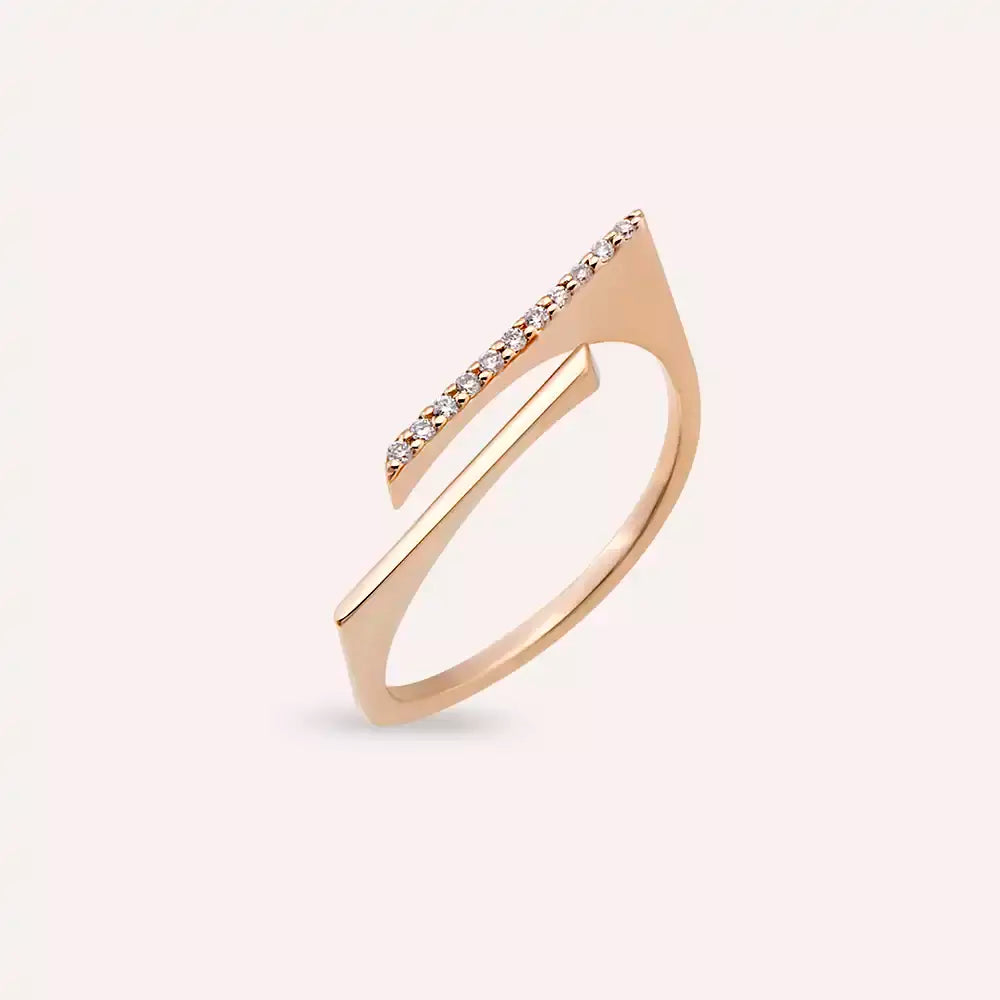 Linear 0.05 CT Pırlanta Taşlı Rose Altın Yüzük