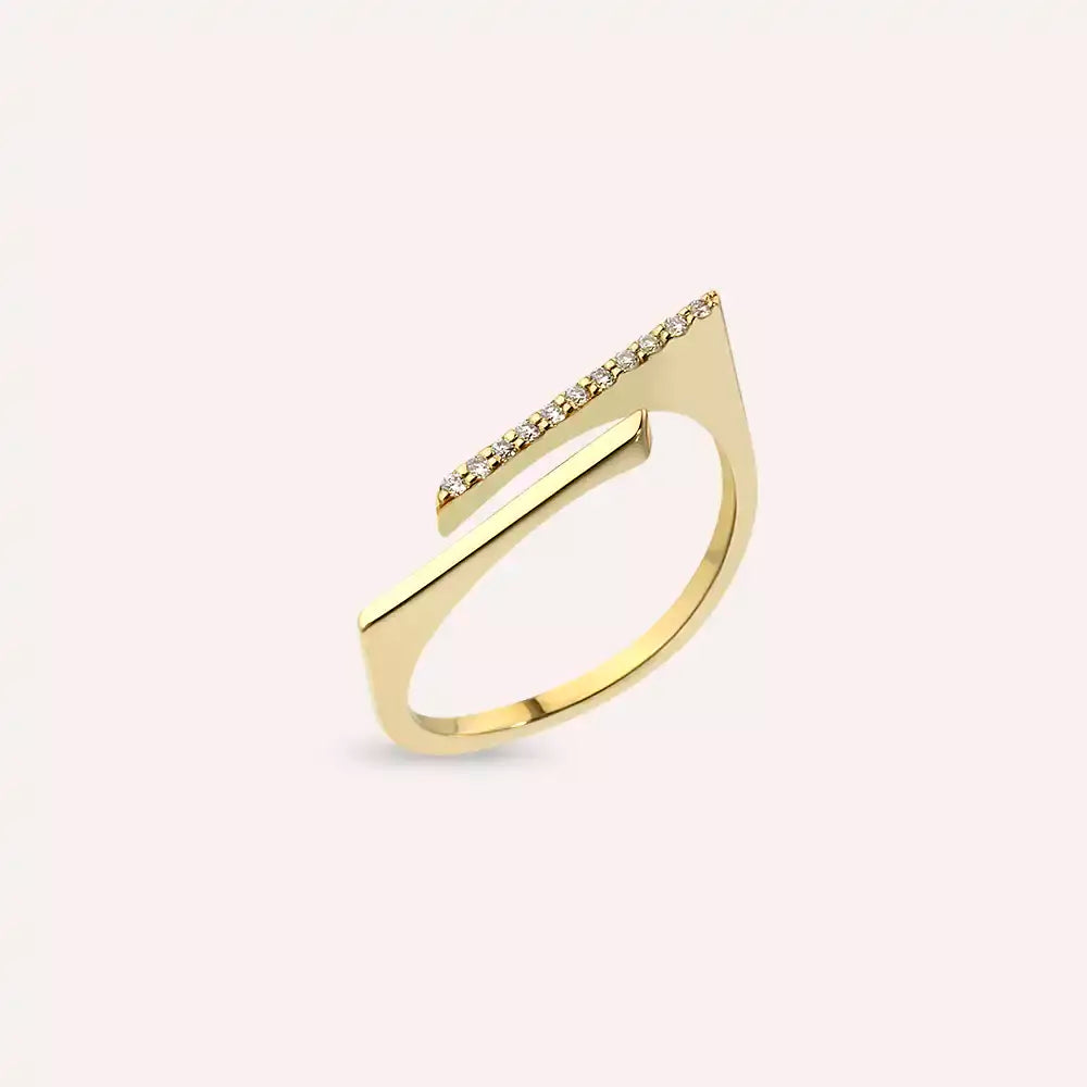 Linear 0.06 CT Pırlanta Taşlı Sarı Altın Yüzük
