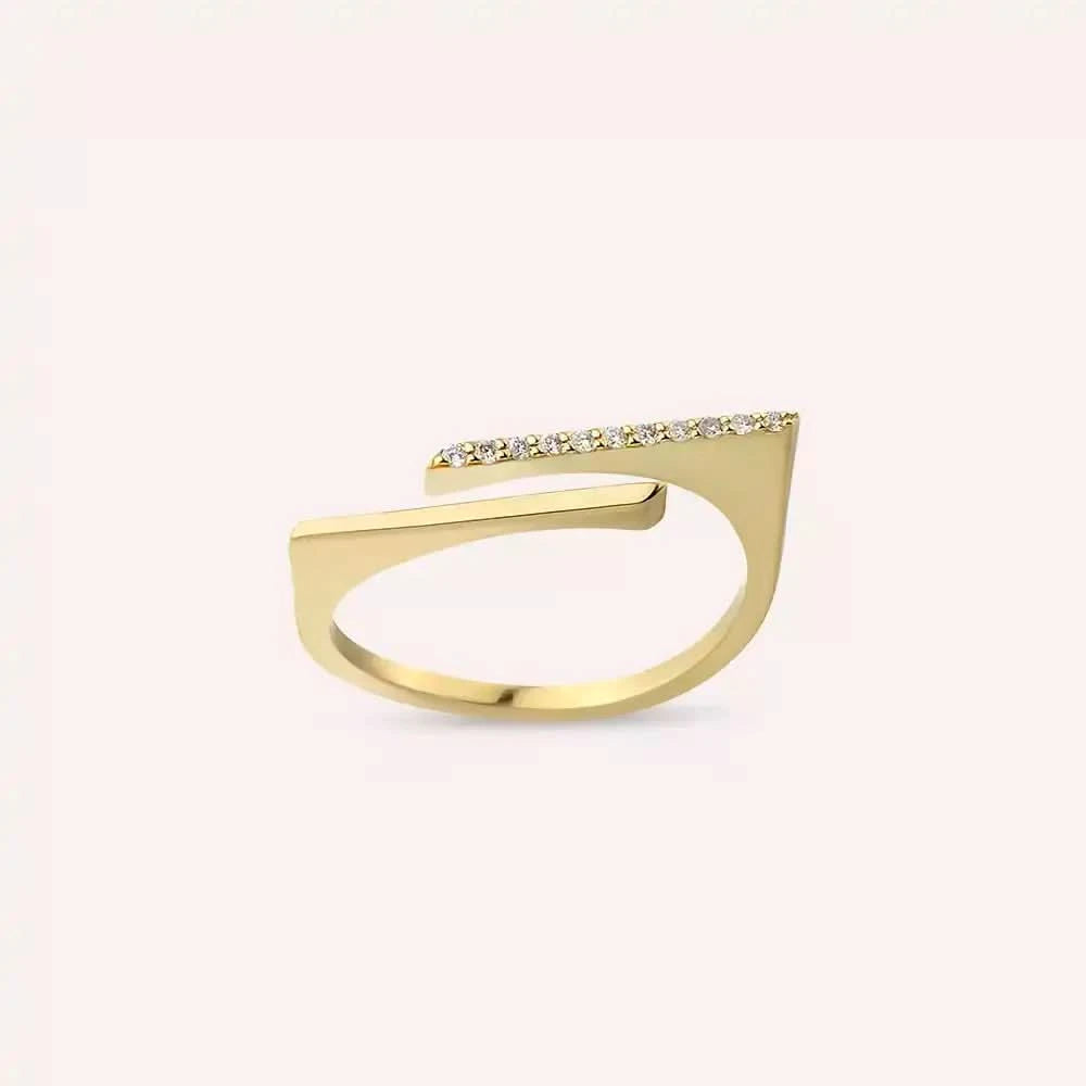Linear 0.06 CT Pırlanta Taşlı Sarı Altın Yüzük