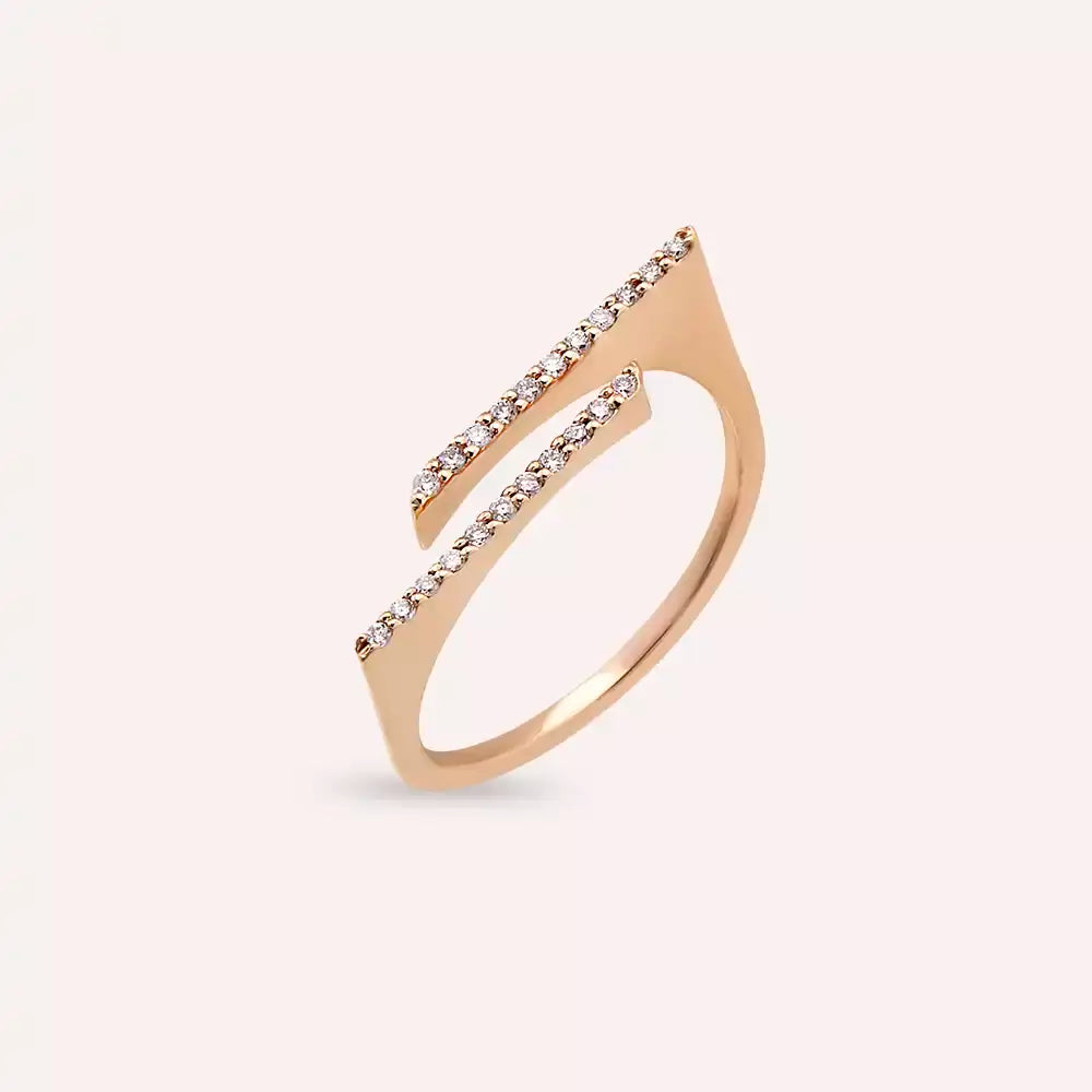 Linear 0.10 CT Pırlanta Taşlı Rose Altın Yüzük