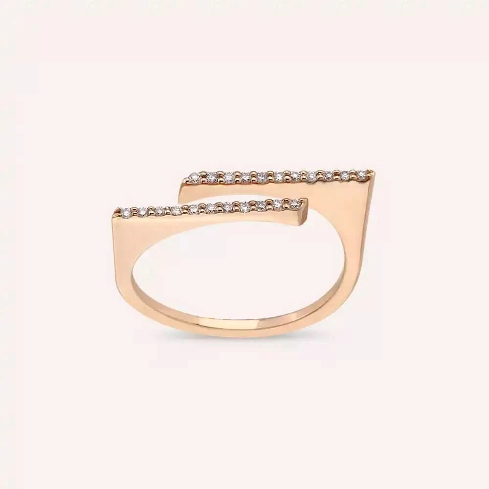 Linear 0.10 CT Pırlanta Taşlı Rose Altın Yüzük