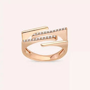 Linear 0.10 CT Pırlanta Taşlı Rose Altın Yüzük
