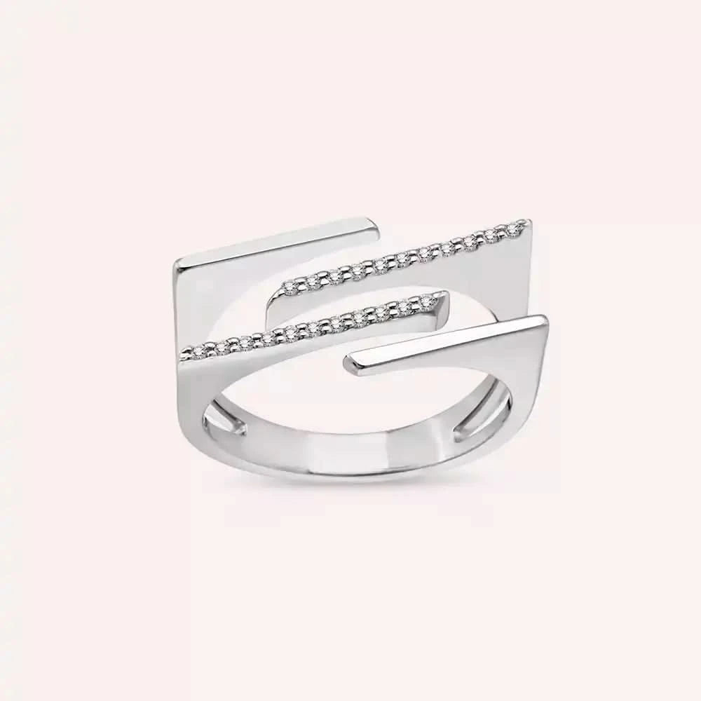 Linear 0.11 CT Pırlanta Taşlı Beyaz Altın Yüzük