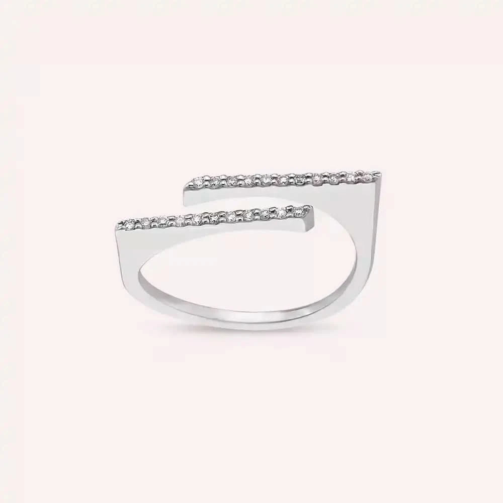 Linear 0.24 CT Pırlanta Taşlı Beyaz Altın Yüzük