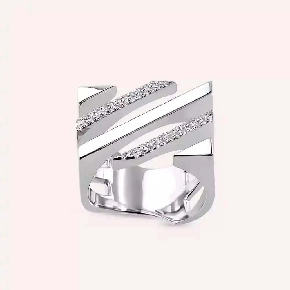 Linear Bold 0.20 CT Pırlanta Taşlı Beyaz Altın Yüzük