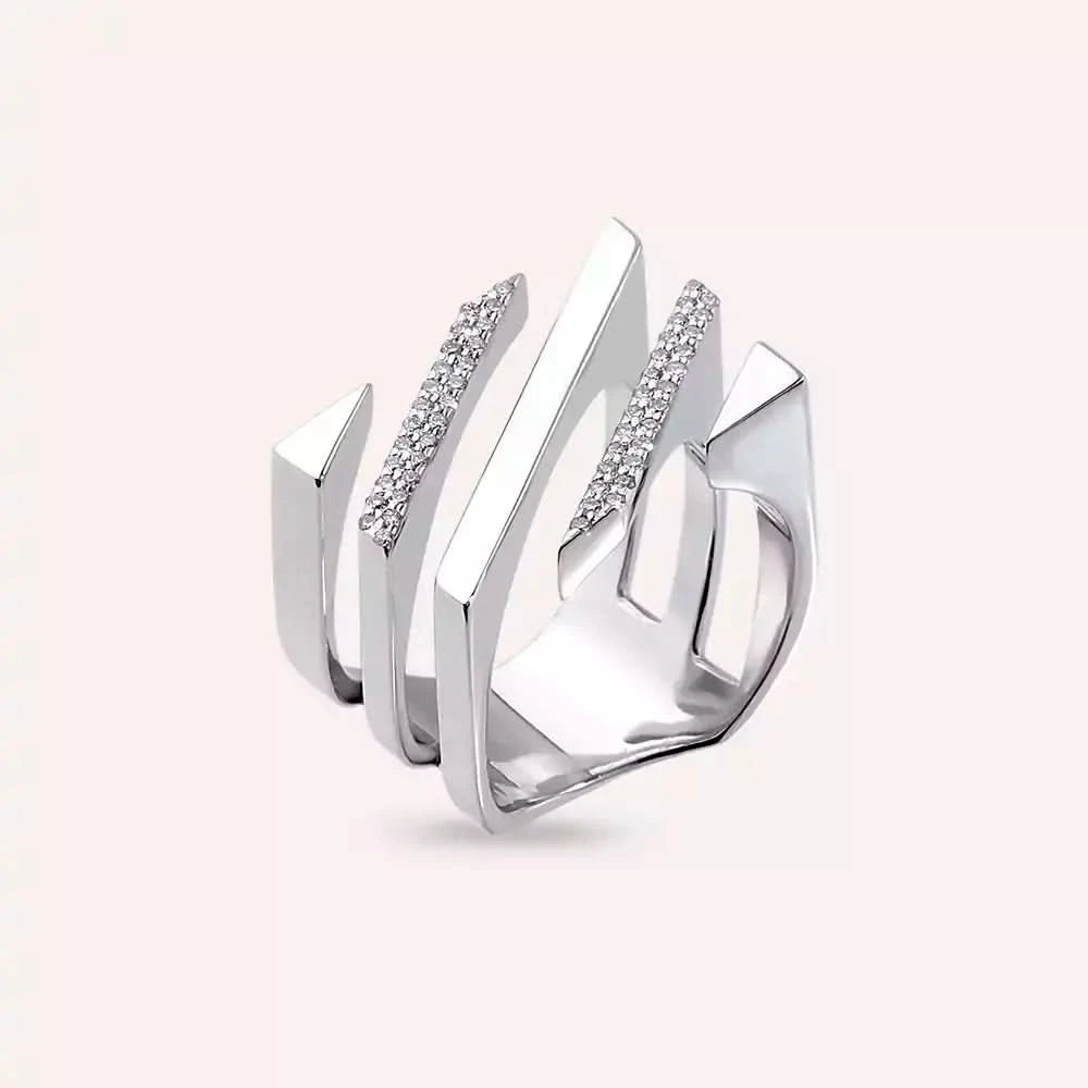 Linear Bold 0.20 CT Pırlanta Taşlı Beyaz Altın Yüzük