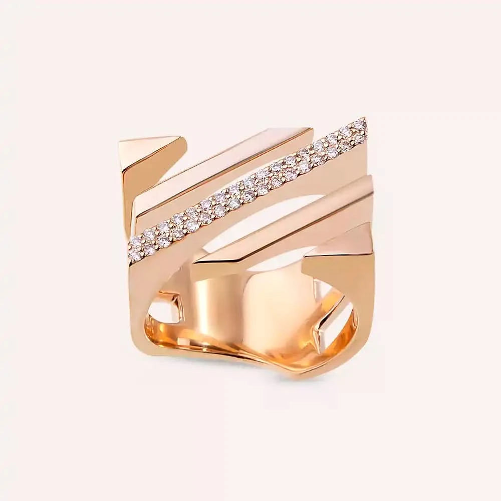 Linear Bold 0.22 CT Pırlanta Taşlı Rose Altın Yüzük
