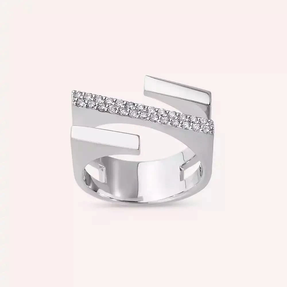 Linear Bold 0.27 CT Pırlanta Taşlı Beyaz Altın Yüzük