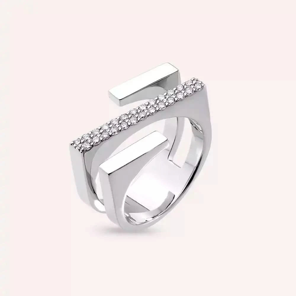 Linear Bold 0.27 CT Pırlanta Taşlı Beyaz Altın Yüzük