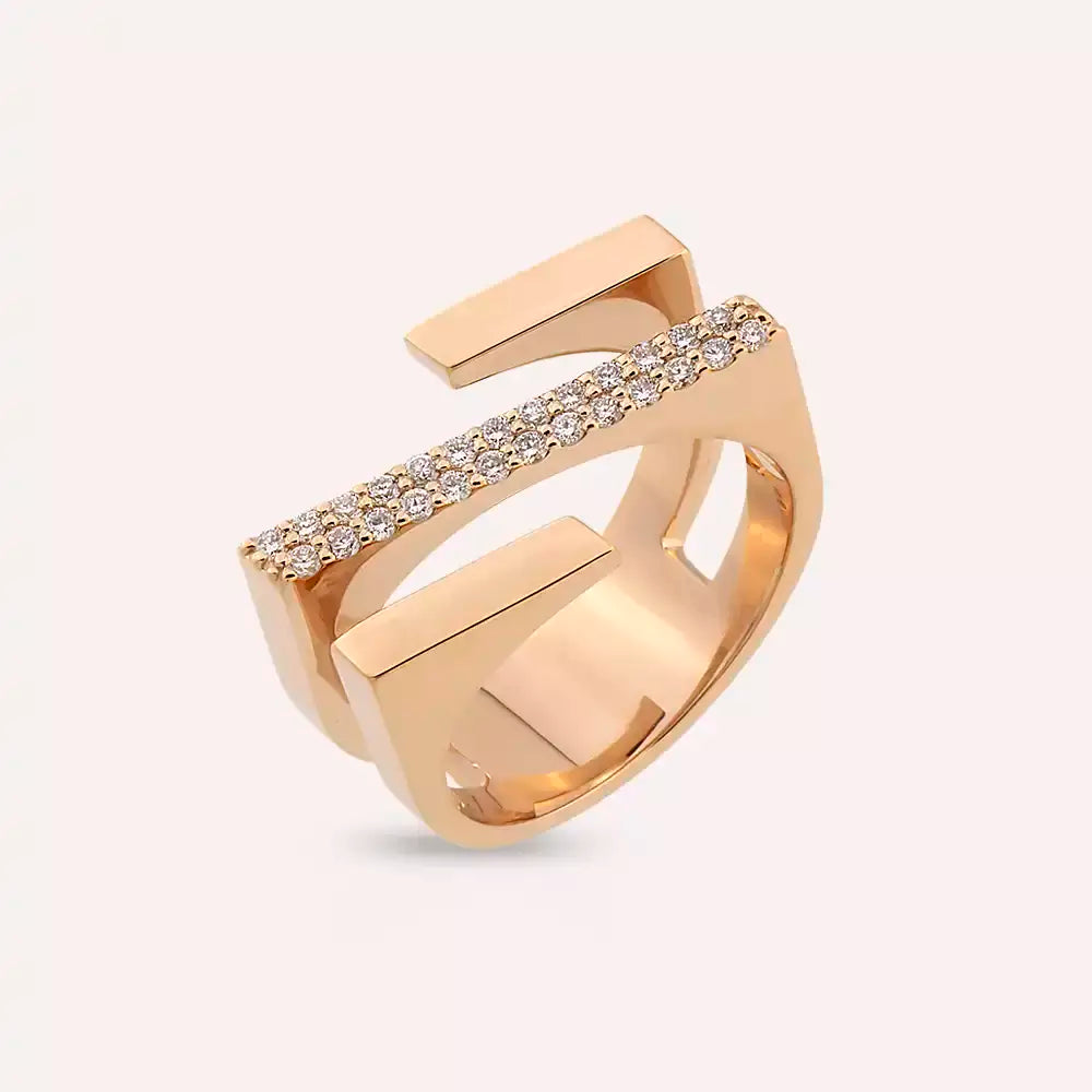 Linear Bold 0.27 CT Pırlanta Taşlı Rose Altın Yüzük