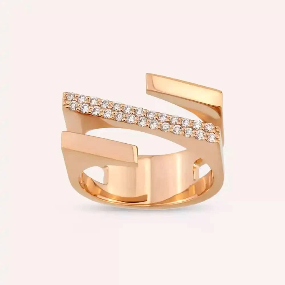 Linear Bold 0.27 CT Pırlanta Taşlı Rose Altın Yüzük
