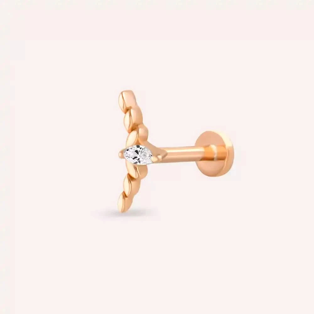 Liora Pırlanta Taşlı Rose Altın Piercing