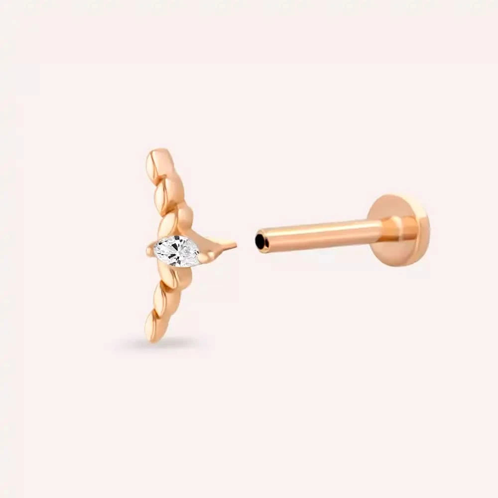 Liora Pırlanta Taşlı Rose Altın Piercing