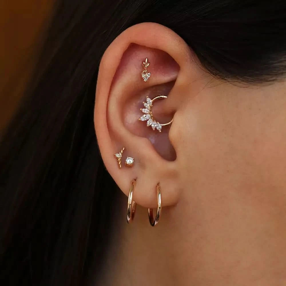 Liora Pırlanta Taşlı Rose Altın Tek Küpe