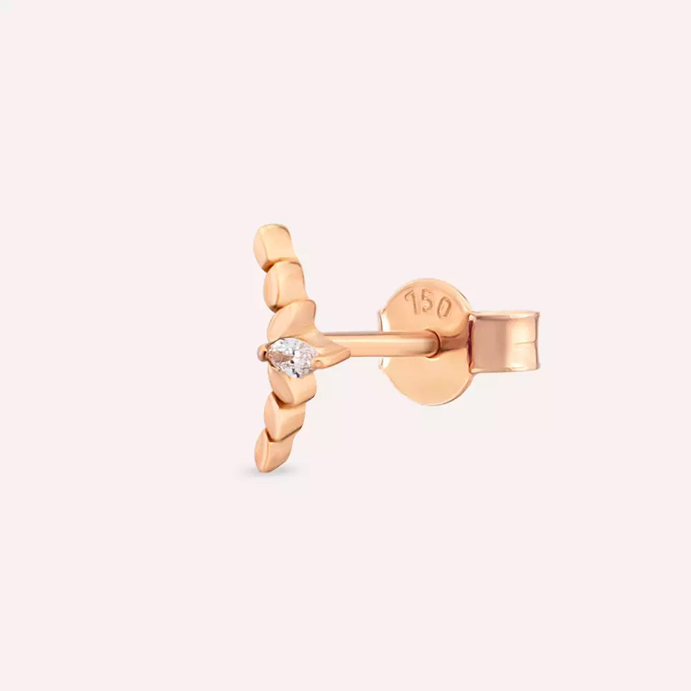 Liora Pırlanta Taşlı Rose Altın Tek Küpe