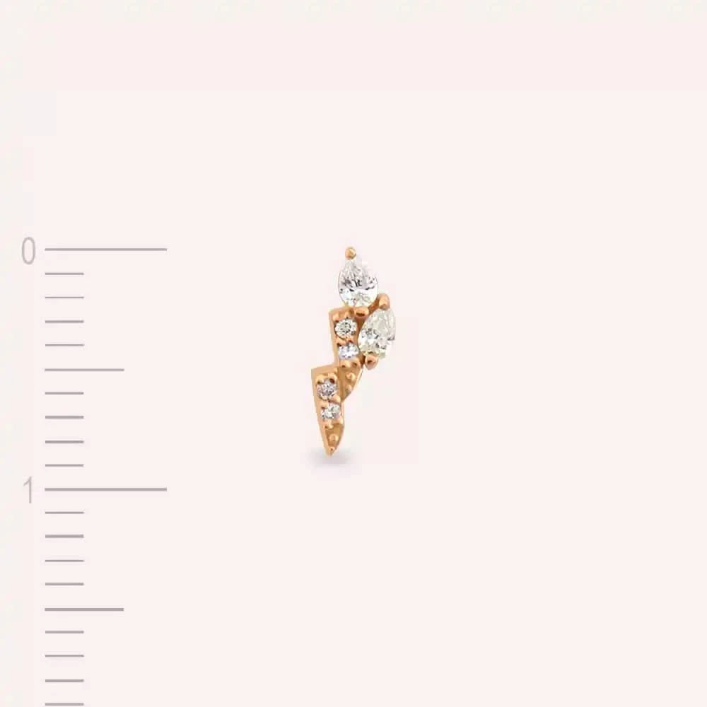 Lisa Pırlanta Taşlı Rose Altın Tek Küpe