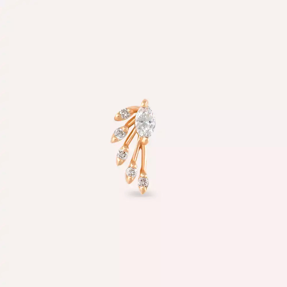 Lithe Pırlanta Taşlı Rose Altın Piercing